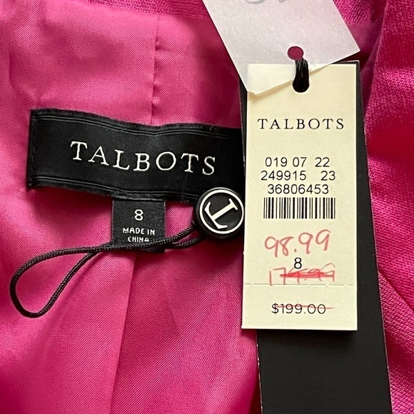 NWT ($200) Talbots Blazer Jacket Coat Office Career Work Pink Jacket, Sz 8 - Picture 2 of 14